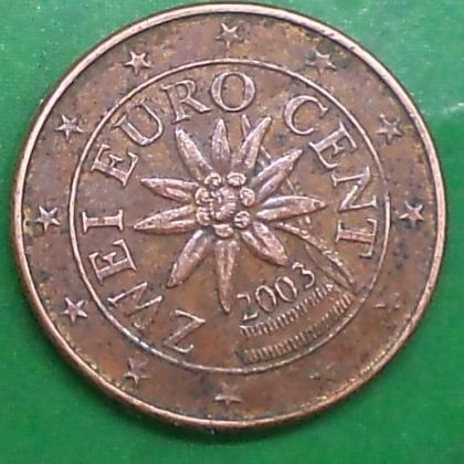 2003 AUSTRIA EURO ZWEI 2 CENT COIN    NO  48 (a)