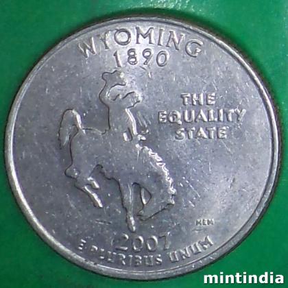 2007 Wyoming USA QUARTER DOLLAR COMMEMORATIVE COIN BX 116