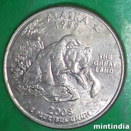 2008 ALASKA USA QUARTER DOLLAR COMMEMORATIVE COIN BX122