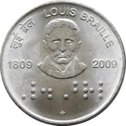 2009 UNC 2 RUPEES LOUISE BARLIE HYDERABAD MINT COMMEMORATIVE COIN