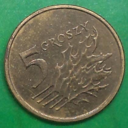 2011 POLAND 5 GROSZY BRASS COIN NO 120