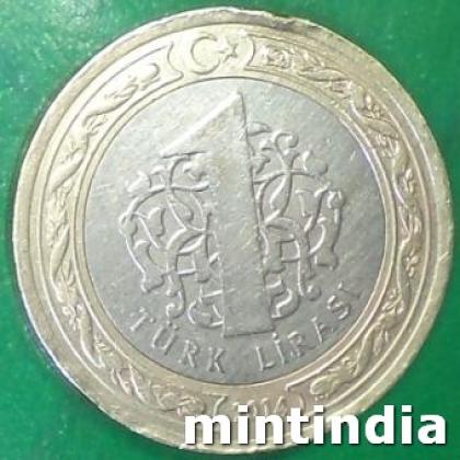 2014 TURKEY 1 LIRA BIMETAL COIN JK404