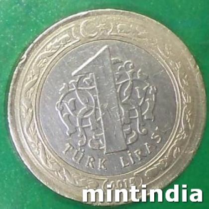 2015 TURKEY 1 LIRA BIMETAL COIN JK327
