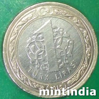 2015 TURKEY 1 LIRA BIMETAL COIN JK439