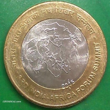 2015 UNC 10 Rupees 3rd INDIA AFRICA FORUM SUMMIT BOMBAY MINT Commemorative coin
