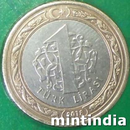 2018 TURKEY 1 LIRA BIMETAL COIN JK461