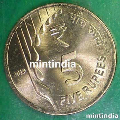 2019 KOLKATA MINT RS 5 RARE FIRST STRIKE UNC COIN