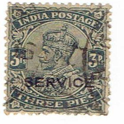 3 PIES SERVICE KGV  BRITISH  INDIA STAMP CSB 14