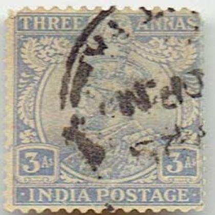 3As KGV BRITISH INDIA STAMP CSB 14