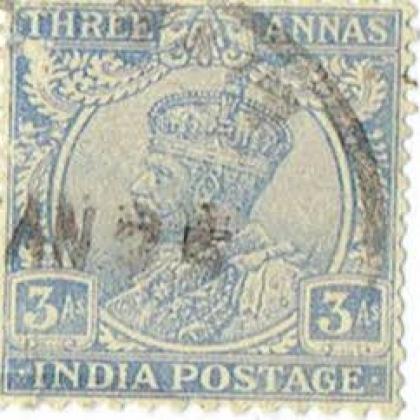 3AS THREE ANNAS KGV  BRITISH  INDIA STAMP CSB 14