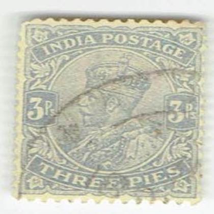 3Ps THREE PIES  KGV  BRITISH INDIA STAMP CSB 14