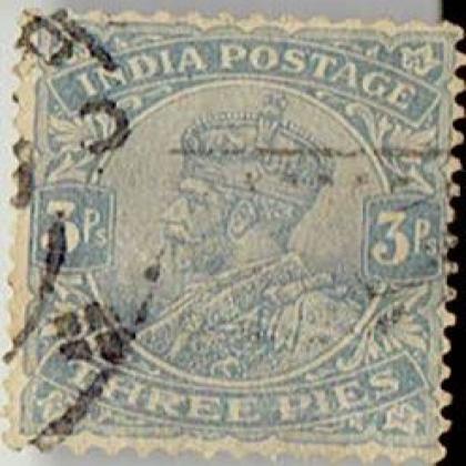 3Ps THREE PIES KGV  INDIAN BRITISH ERA STAMP CSB 14