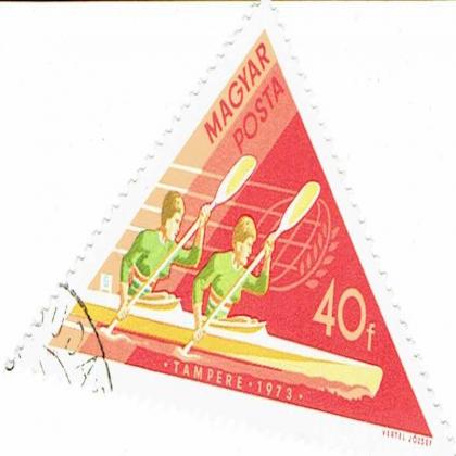40 franc MAGYAR TRIANGLE SHAPED COMMEMORATIVE STAMP SET WS 1
