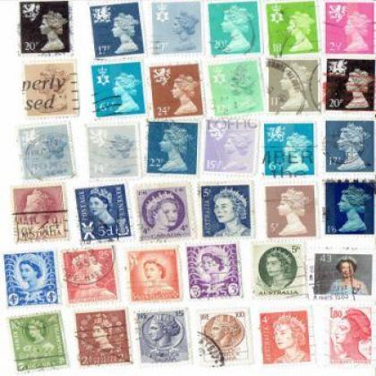 42 DIFFERENT QUEENS HEAD STAMPS AM115