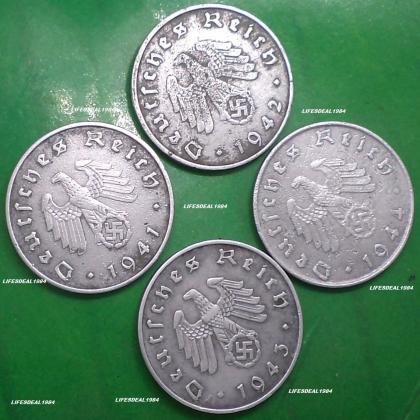 4 COINS 1941,1942,1943,1944 YEAR SET 10 REICHSPFENNIG  WW-11 ERA COINS