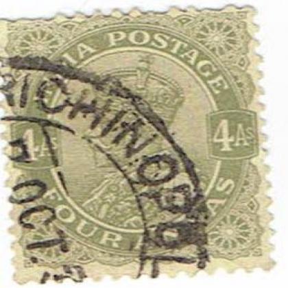 4As FOUR ANNA KGV BRITISH INDIA STAMP CSB 14