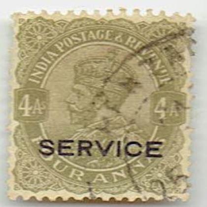 4As FOUR ANNA SERVICE  KGVI  BRITISH INDIA STAMP CSB 14