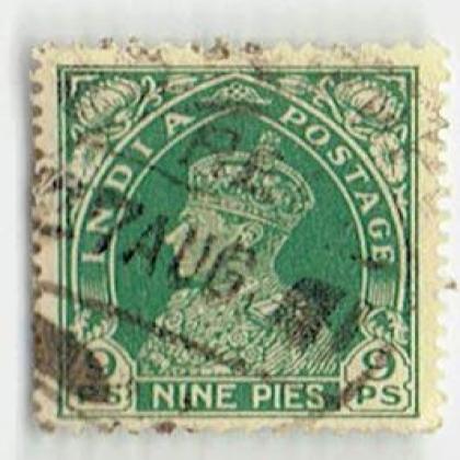 9PS NINE PIES KGVI BRITISH INDIA POSTAGE STAMPS CSB 14