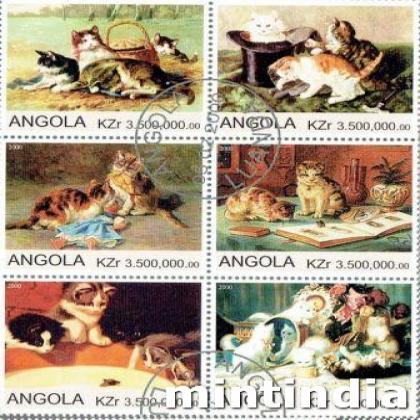 ANGOLA  CAT SERIES THEME BLOCK OF SIX STAMPS