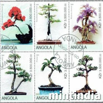 ANGOLA BONSAI TREE THEME BLOCK OF SIX STAMPS