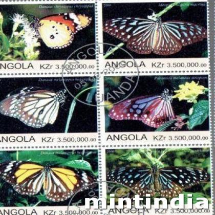 ANGOLA BUTTER FLY THEME BLOCK OF SIX STAMPS