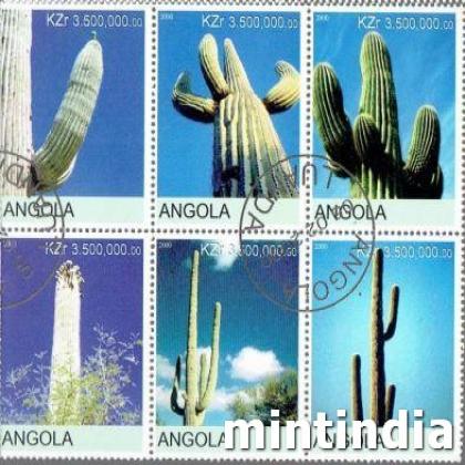 ANGOLA CACTUS DESERT THEME BLOCK OF SIX STAMPS
