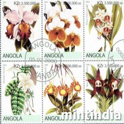 ANGOLA GARDEN FLOWER THEME BLOCK OF SIX STAMPS