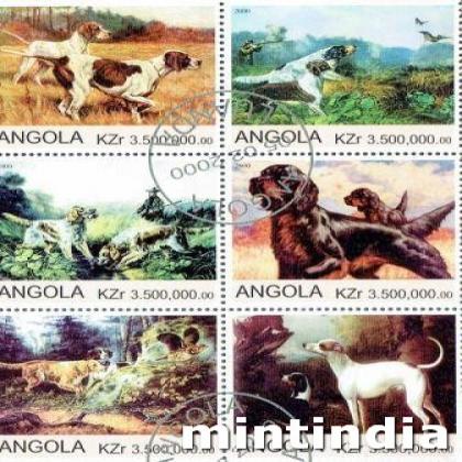 ANGOLA PET DOG THEME BLOCK OF SIX STAMPS