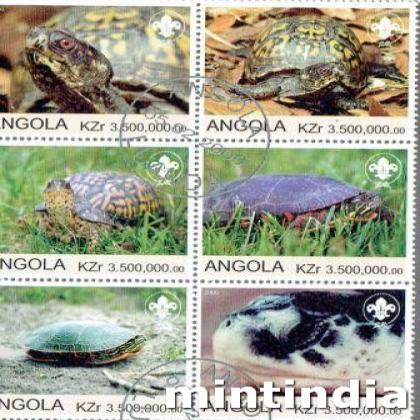ANGOLA TURTLE THEME BLOCK OF SIX STAMPS