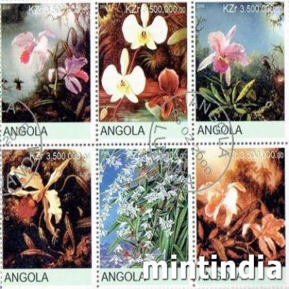 ANGOLA WATER FLOWER THEME BLOCK OF SIX STAMPS