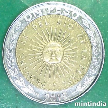 ARGENTINA ONE1  PESO SUN DESIGN BIMETALIC NUMISMATIC COIN