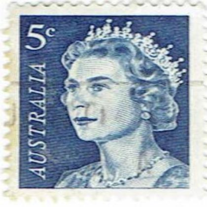 AUSTRALIA QUEEN HEAD 5 CENT STAMP WS8