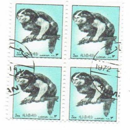 AZMAN MONKEY ANIMAL THEME BLOCK OF 4 STAMPS