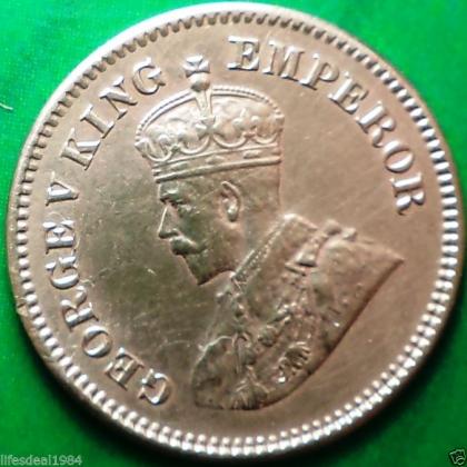1928 Rare BRITISH 1/2 HALF PICE KGV King George V  KOLKATA CALCUTTA MINT Commemorative coin