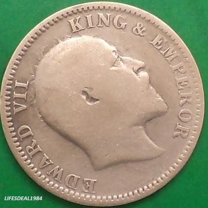 1910 BRITISH RARE QUARTER 1/4 ANNA KING EDWARD VII KEVII  KOLKATA CALCUTTA MINT COIN