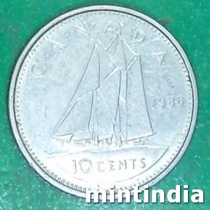 CANADA 1986 10 CENTS ELIZABETH II COIN JK106