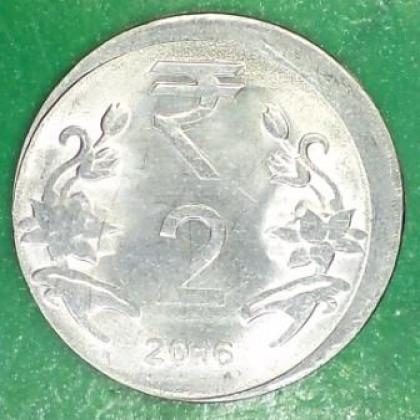 CENTER SHIFT ERROR 2016 2 RUPEE COIN NO JK91