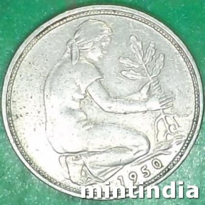 GERMANY DEUTSCHE 50 PFENNING COIN JK353