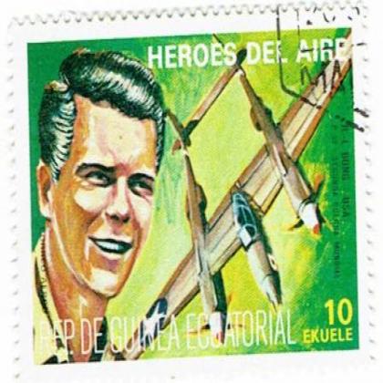 GUINEA 10EKUELE HEROES DEL AIRE BIG SIZE COMMEMORATIVE STAMP WS 3