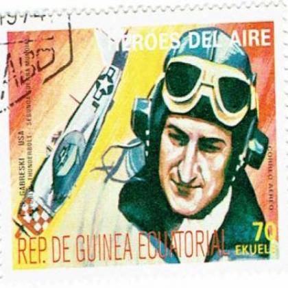 GUINEA 70EKUELE HEROES DEL AIRE BIG SIZE COMMEMORATIVE STAMP WS 3