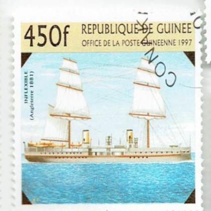GUINEA SHIP ANGIETERRE 450f  BIG SIZE COMMEMORATIVE STAMP WS 3