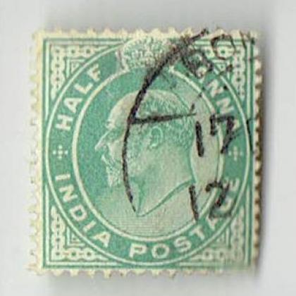 HALF ANNA  KE KING EDWARD BRITISH INDIA STAMP CSB 14