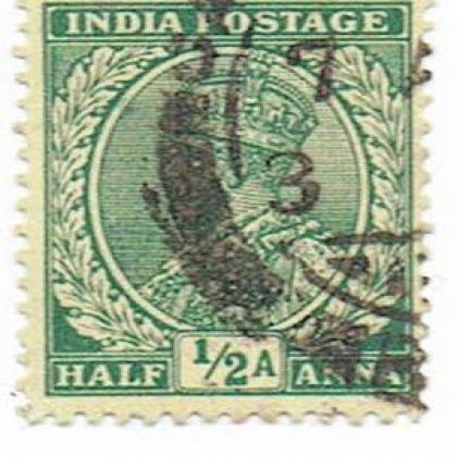 HALF ANNA KGV BRITISH INDIA STAMP CSB 14