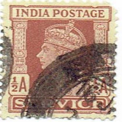 HALF ANNA SERVICE KGVI  BRITISH  INDIA STAMP CSB 14