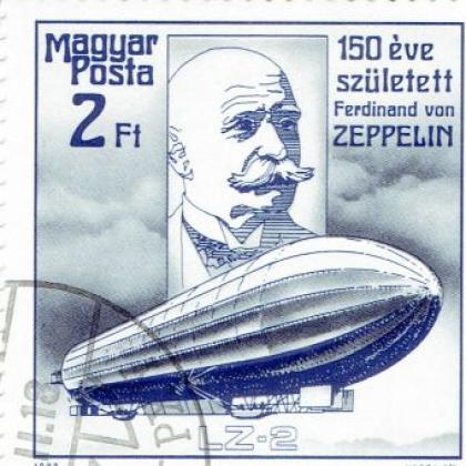HUNGARY 150th EVE OF ZEPPELIN COMMEMORATIVE STAMP WS7