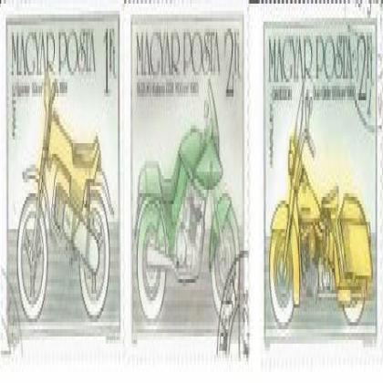 HUNGARY 3 DIFFERENT BIG SIZE MOTORCYCLE  THEME STAMPS AM 119