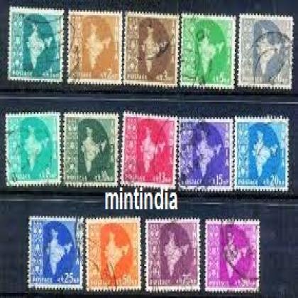 India  Set of 14 Used Stamps on map Series as Shown