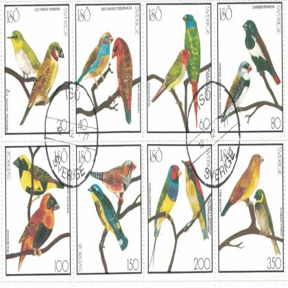 ISO SVERIGE PET BIRD THEME STAMPS SET CODE SAI