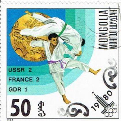MANGOLIA 1980 OLYMPIC AIR MAIL SQUARE BIG SIZE ODD SHAPED STAMP WS1