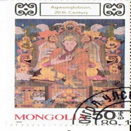 MANGOLIA 1990  BEAUTIFUL AGWANGLOBSAN PAINTING BIG SIZE STAMP WS3